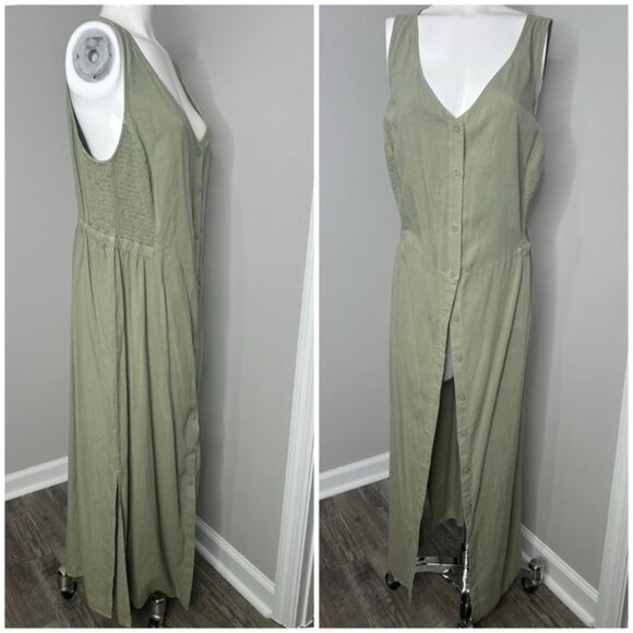 Cloth & Stone Anthropologie Olive Green Maxi Dress- PRELOVED -2X - Picture 2 of 8